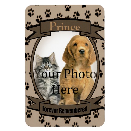 Brown Paw Prints Memorial für Katzen oder Hunde Magnet (Vertikal)