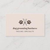 Brown Paws & Scissors Dog Grooming Visitenkarte (Vorderseite)