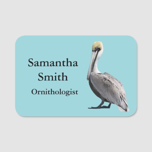 Brown Pelican Design Name Tag Namensschild (Vorderseite)