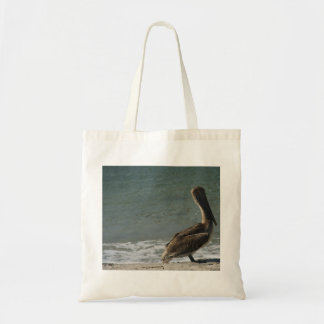 Brown Pelican im Beach Foto Tragetasche