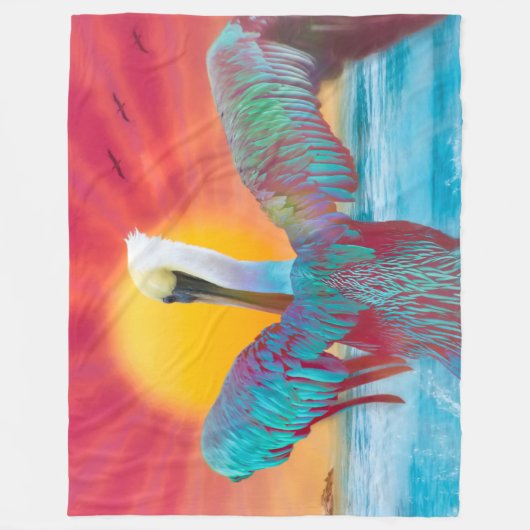 Brown Pelican ISLAND SUNSET Fleecedecke (Vorderseite)