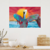 Brown Pelican ISLAND SUNSET Poster (Küche)