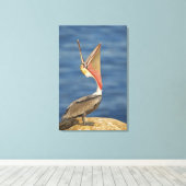 Brown Pelican mit offenem Mund Leinwanddruck (Insitu (Holzboden))