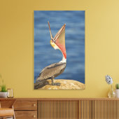Brown Pelican mit offenem Mund Leinwanddruck (Insitu (Wohnzimmer))