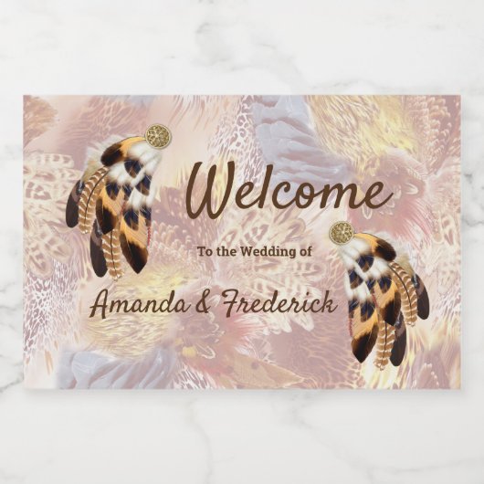 Brown Pelican oder Hawk Federn Schaumweinetikett (Einzelnes Label)