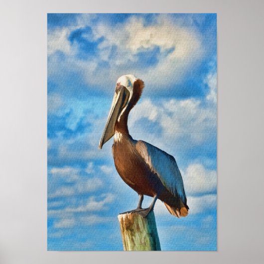 Brown Pelican on Post Poster oder Print (Vorne)