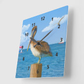 Brown Pelican Quadratische Wanduhr (Winkel)