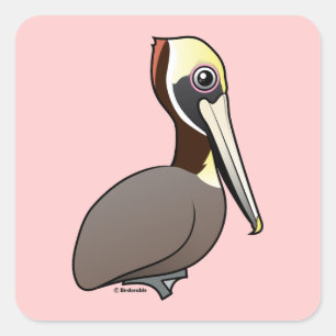 Brown Pelican Quadratischer Aufkleber