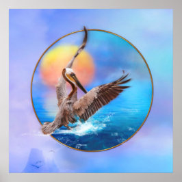 Brown Pelican SUN KISSIERTE PELIKANINSEL Poster