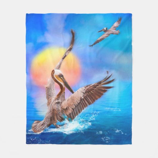 Brown Pelicans SUN KISSED ISLAND #1 Fleecedecke (Vorderseite)