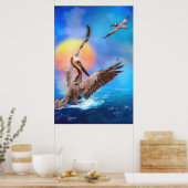 Brown Pelicans SUN KISSED ISLAND Poster (Küche)