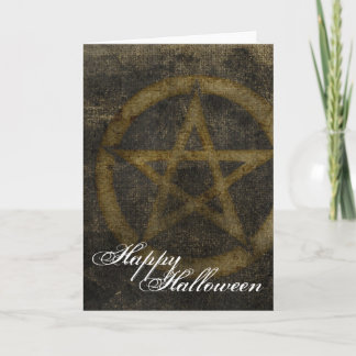 Brown Pentagram Happy Halloween Grußkarte 2 Karte