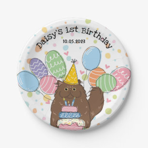 Brown Persian Cat Birthday Party Paper Teller