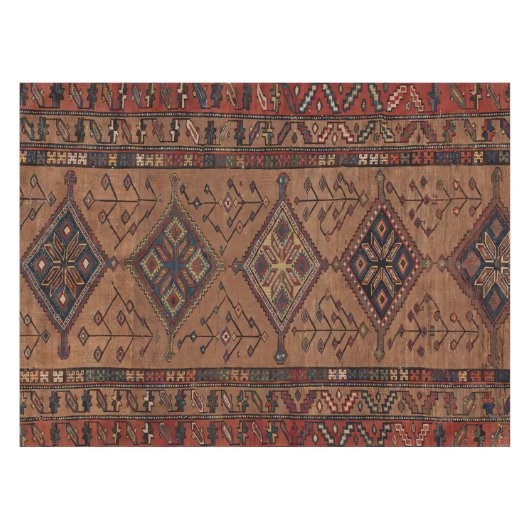 Brown Persian Geometric Shape Rug Pattern Tischdecke (Vorderseite (Horizontal))