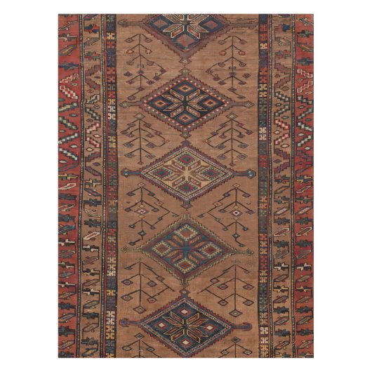 Brown Persian Geometric Shape Rug Pattern Tischdecke (Vorderseite)