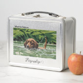 Brown Pet Hund Woofter Vacation Suitcase Custom Metall Brotdose (Beispiel)