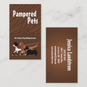 Brown Pet Sitting Dog Walking Walker Business Card Visitenkarte (Vorne/Hinten)