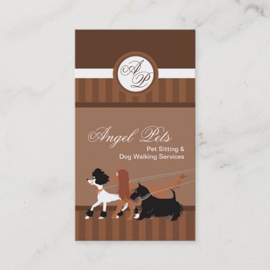 Brown Pet Sitting Dog Walking Walker Business Card Visitenkarte (Vorderseite)