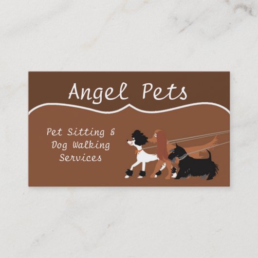 Brown Pet Sitting Dog Walking Walker Business Card Visitenkarte (Vorderseite)