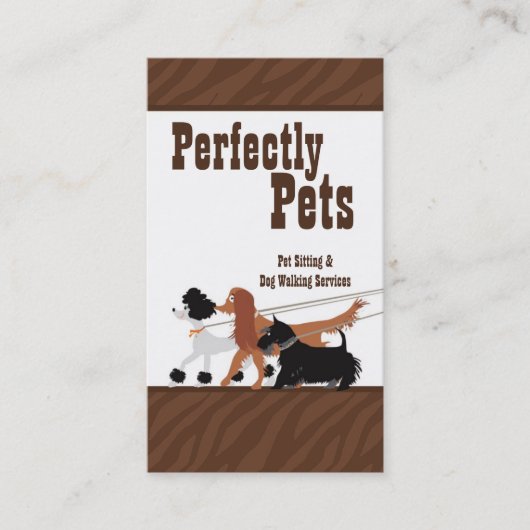 Brown Pet Sitting Dog Walking Walker Business Card Visitenkarte (Vorderseite)
