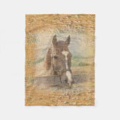 Brown-Pferd mit dem Halter auf altem Holz Fleecedecke (Vorderseite)