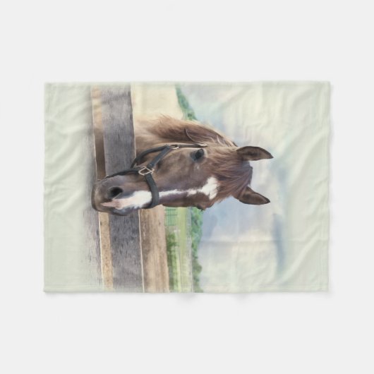 Brown-Pferd mit dem Halter Fleecedecke (Vorderseite (Horizontal))