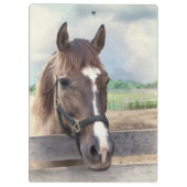 Brown-Pferd mit dem Halter Klemmbrett (Rückseite)