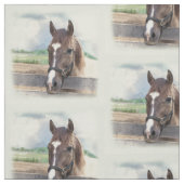 Brown-Pferd mit dem Halter Stoff (Muster)