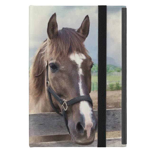 Brown-Pferd mit Zaum Powis iPad Minifall Mini Etui (Vorderseite Geschlossen)