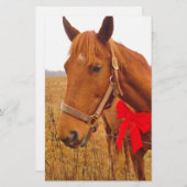 Brown Pferd Red Bow Briefpapier (Vorne/Hinten)
