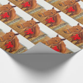 Brown Pferd Red Bow Geschenkpapier (Ecke)