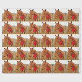 Brown Pferd Red Bow Geschenkpapier (Flach)