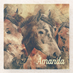 Brown Pferde Glasuntersetzer