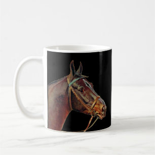 Brown Pferde Kaffee, schwarzer Hintergrund Kaffeetasse