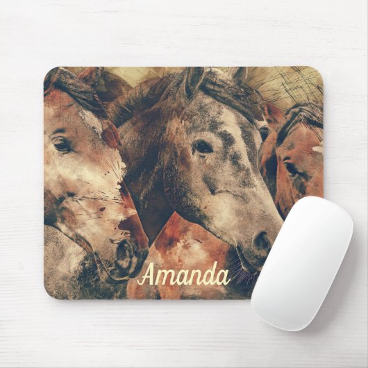 Brown Pferde Mousepad (Mit Mouse)