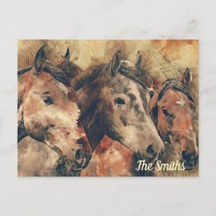 Brown Pferde Postkarte