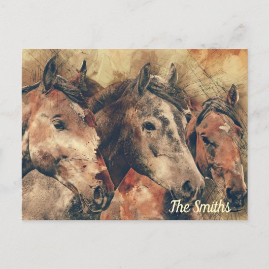 Brown Pferde Postkarte (Vorderseite)