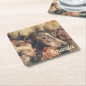 Brown Pferde Rechteckiger Pappuntersetzer (angewinkelt)