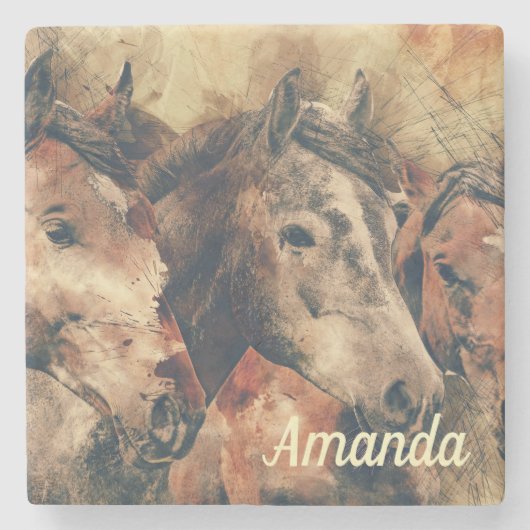 Brown Pferde Steinuntersetzer (Vorderseite)