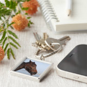 Brown-Pferdekopf Schlüsselanhänger (Seite)