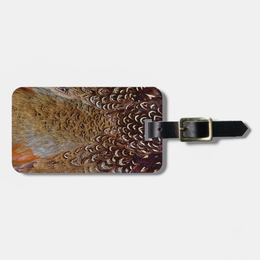 Brown Pheasant Feather Design Gepäckanhänger (Vorderseite horizontal)