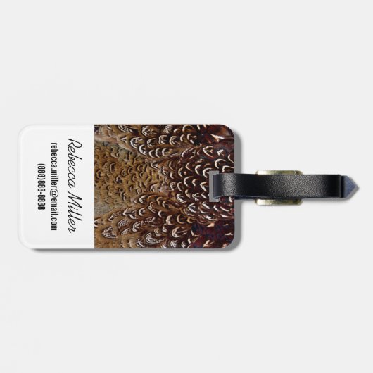 Brown Pheasant Feather Design Gepäckanhänger (Rückseite horizontal)