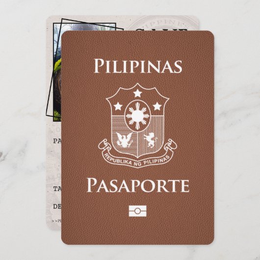 Brown Philippines Passport Save the Date (Vorne/Hinten)