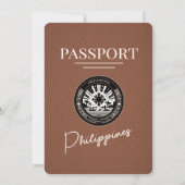 Brown Philippines Passport Wedding Einladung (Rückseite)