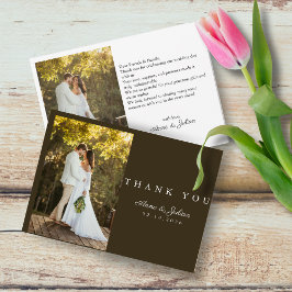Brown Photo Modern Wedding W Note Landscape Dankeskarte