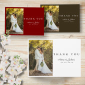 Brown Photo Modern Wedding W Note Landscape Dankeskarte