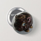 Brown Pig Piggy Bank Button (Vorne & Hinten)