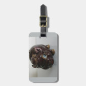 Brown Pig Piggy Bank Gepäckanhänger (Vorderseite vertikal)