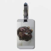 Brown Pig Piggy Bank Gepäckanhänger (Rückseite vertikal)