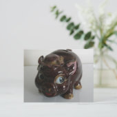 Brown Pig Piggy Bank Postkarte (Stehend Vorderseite)